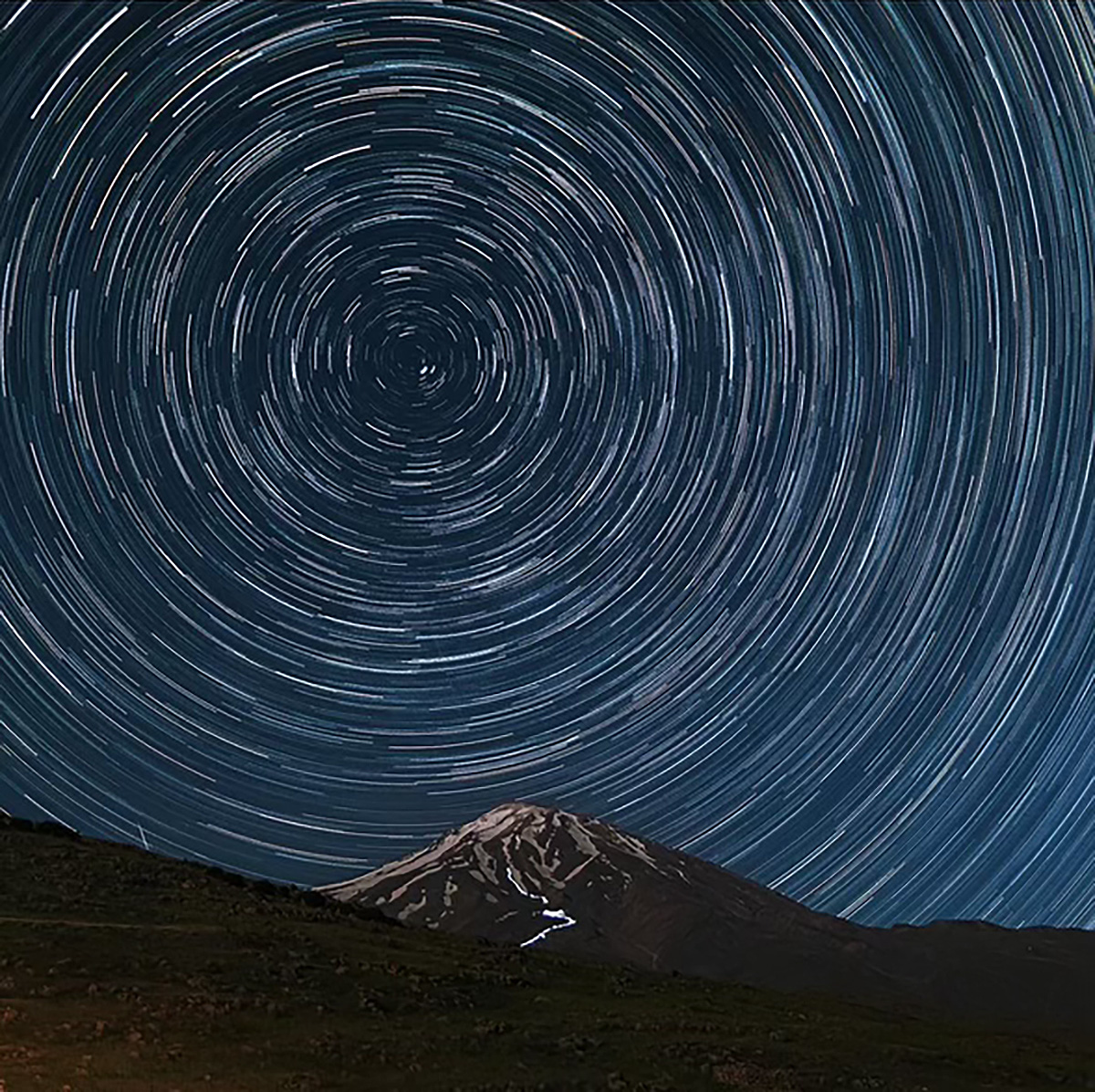 Startrails over Mount Damavand